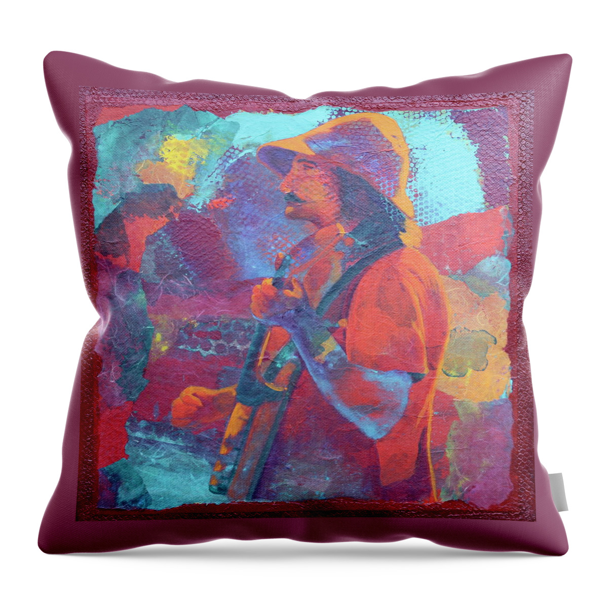 Banjo Player Throw Pillow featuring the painting The Banjo Player by Nancy Jolley