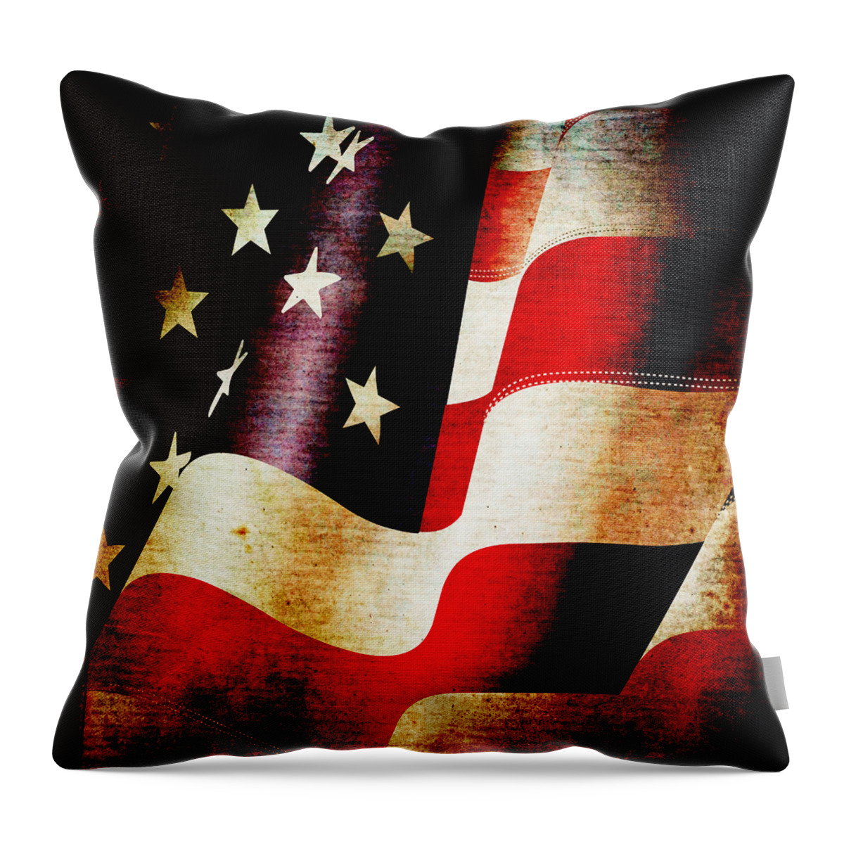 Usa Throw Pillow featuring the mixed media The Banner Yet Waves by Angelina Tamez