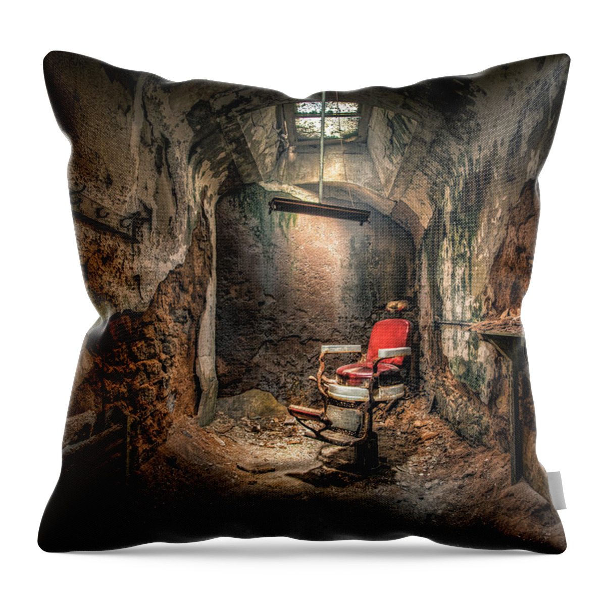 Barber Throw Pillow featuring the photograph The Barber's Chair -The Demon Barber by Gary Heller