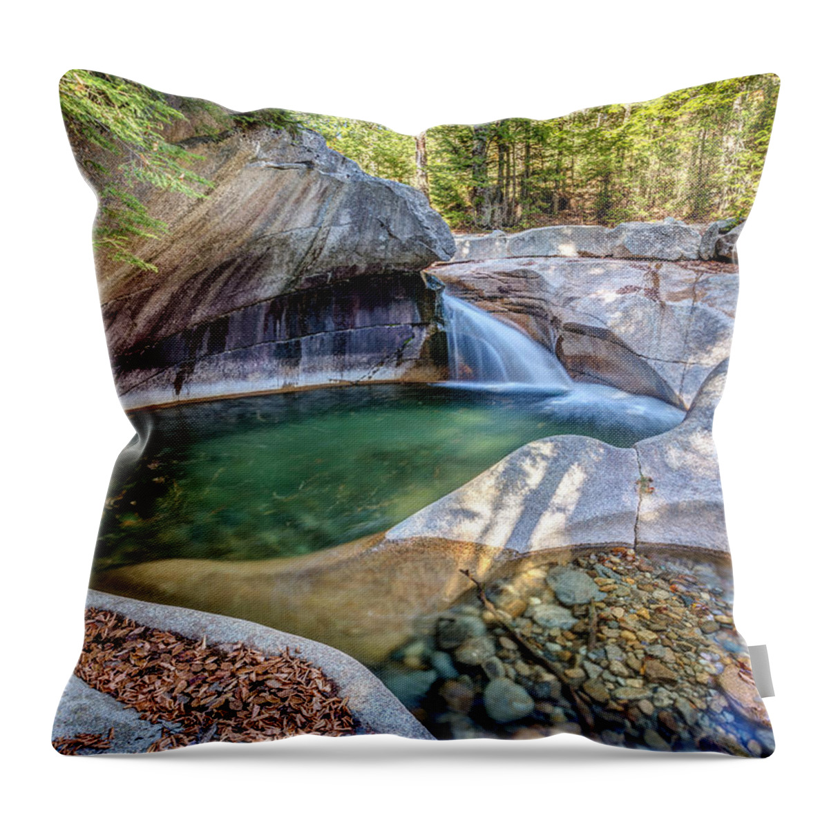 Franconia Notch Throw Pillow featuring the photograph The Basin Franconia Notch by Pierre Leclerc Photography