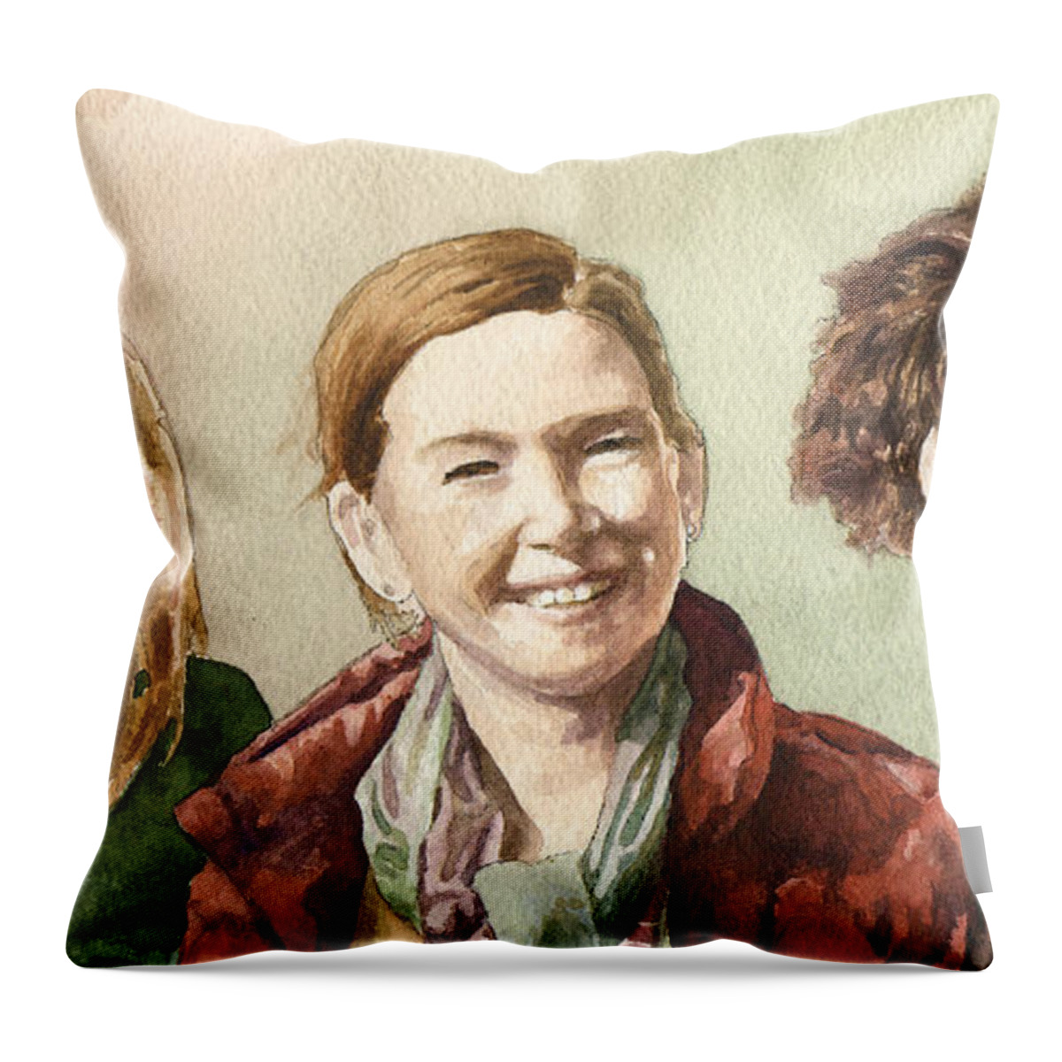 Women Portrait Painting Throw Pillow featuring the painting The Best of Friends by Anne Gifford