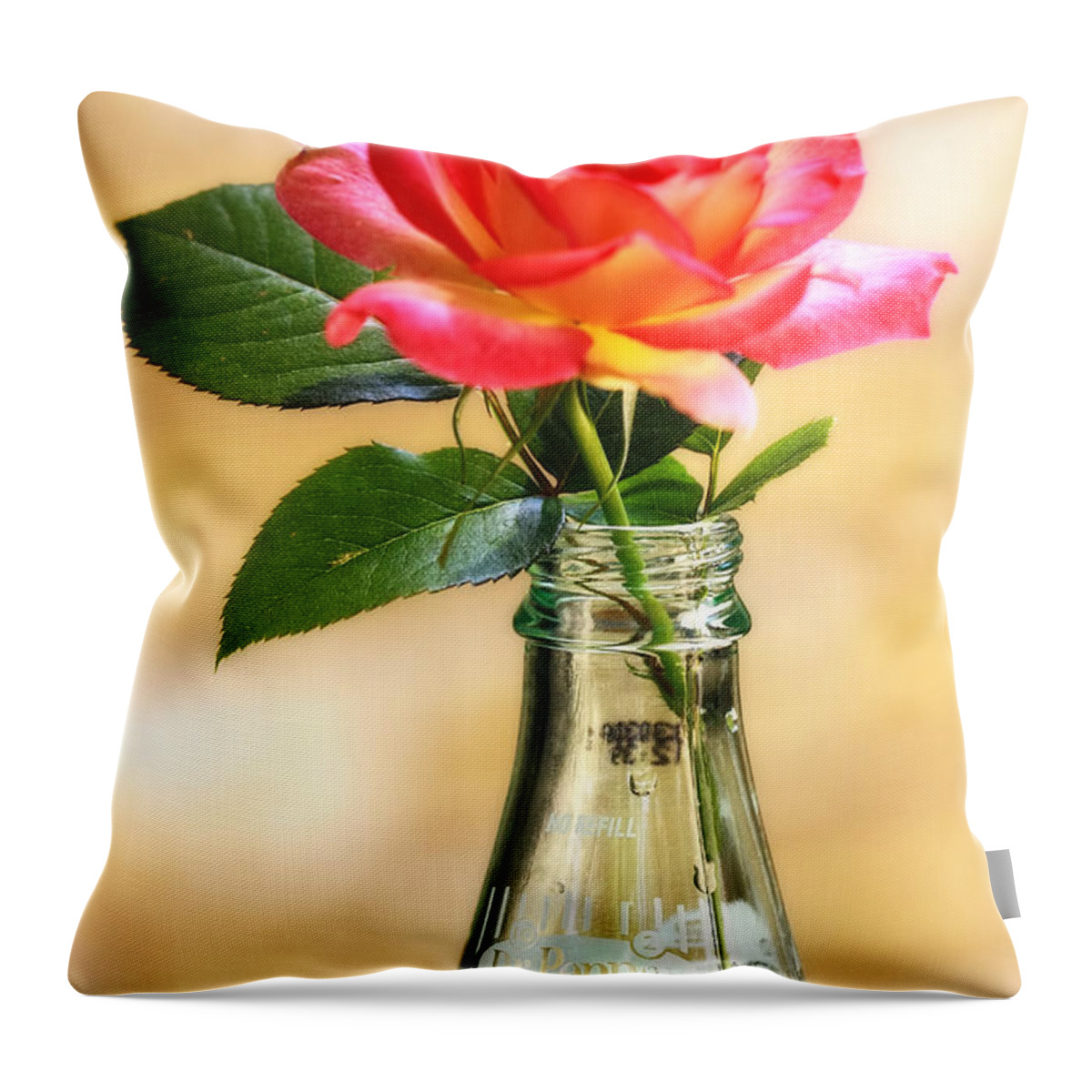 Rose Throw Pillow featuring the photograph The Best with Dr Pepper by Joan Bertucci