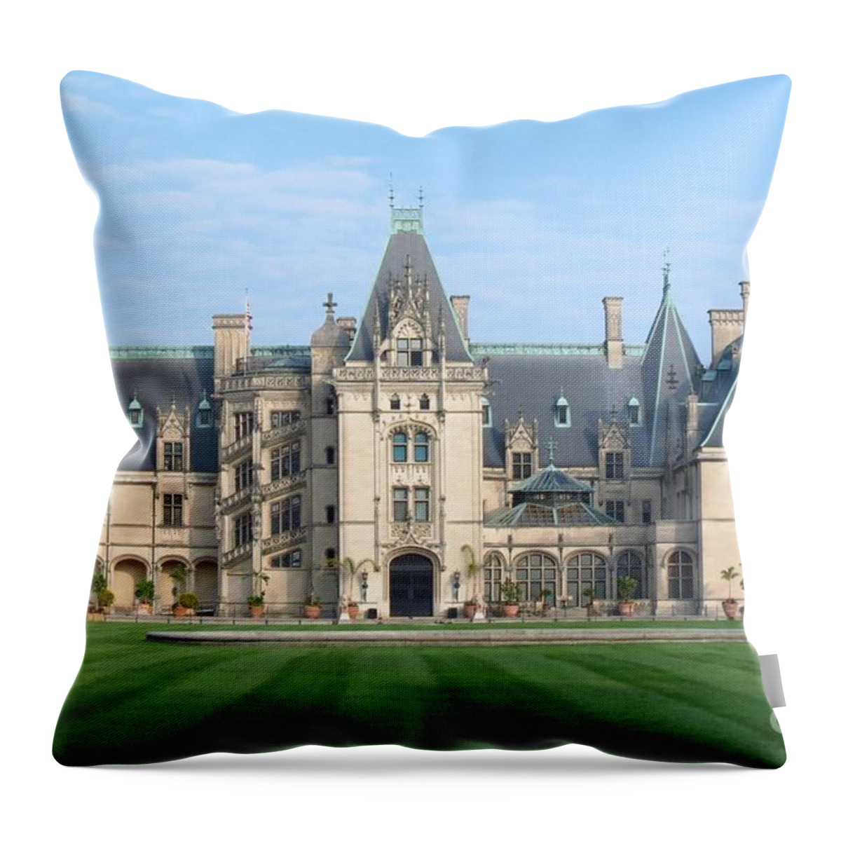 Architecture. Biltmore Estate Throw Pillow featuring the photograph The Biltmore House by Anita Adams