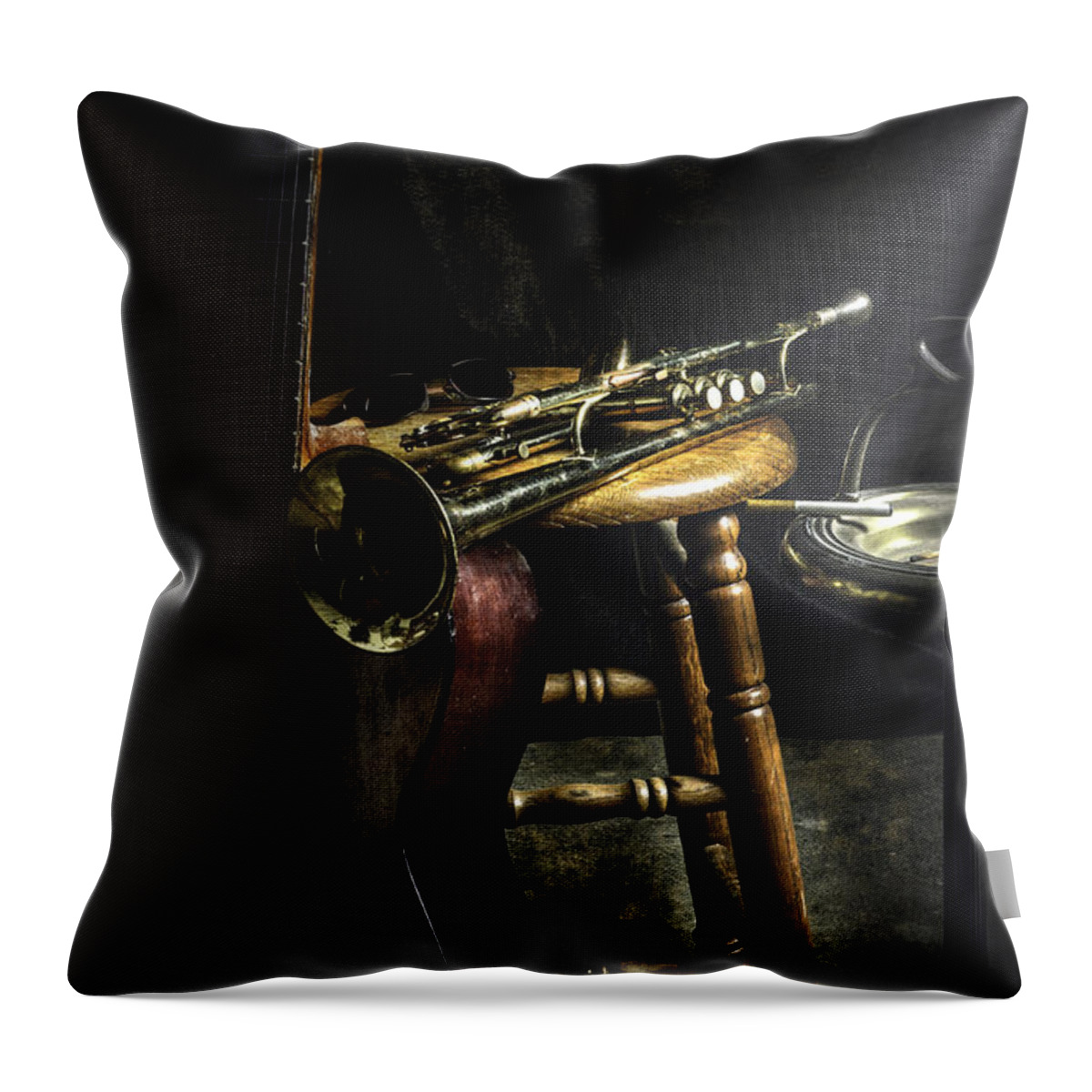 Guitar Throw Pillow featuring the photograph The Blues Player by Camille Lopez