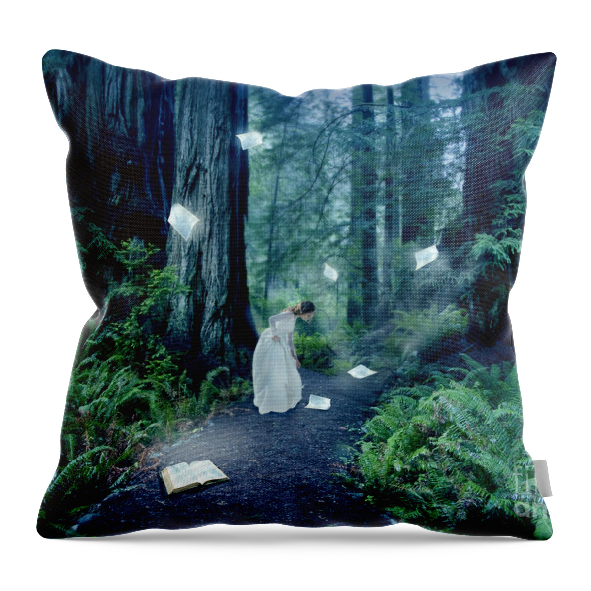  Book Throw Pillow featuring the photograph The Book to Light Her Path by Jill Battaglia