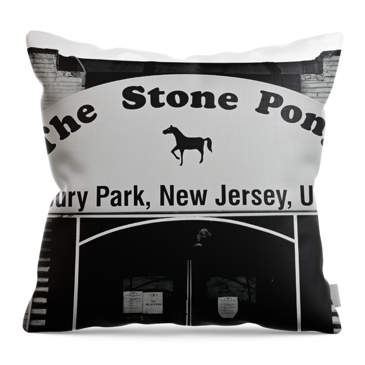 The Boss Stone Pony Asbury Park Throw Pillow featuring the photograph The Boss Stone Pony Asbury Park by Terry DeLuco