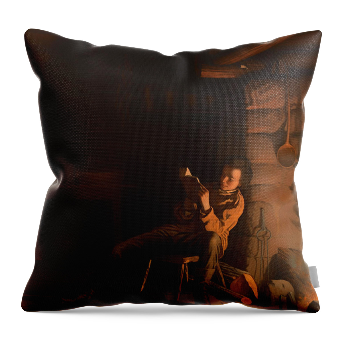 Painting Throw Pillow featuring the painting The Boyhood of Lincoln by Mountain Dreams