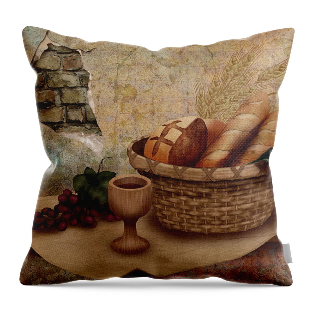 Jesus Throw Pillow featuring the digital art The Bread of Life by April Moen