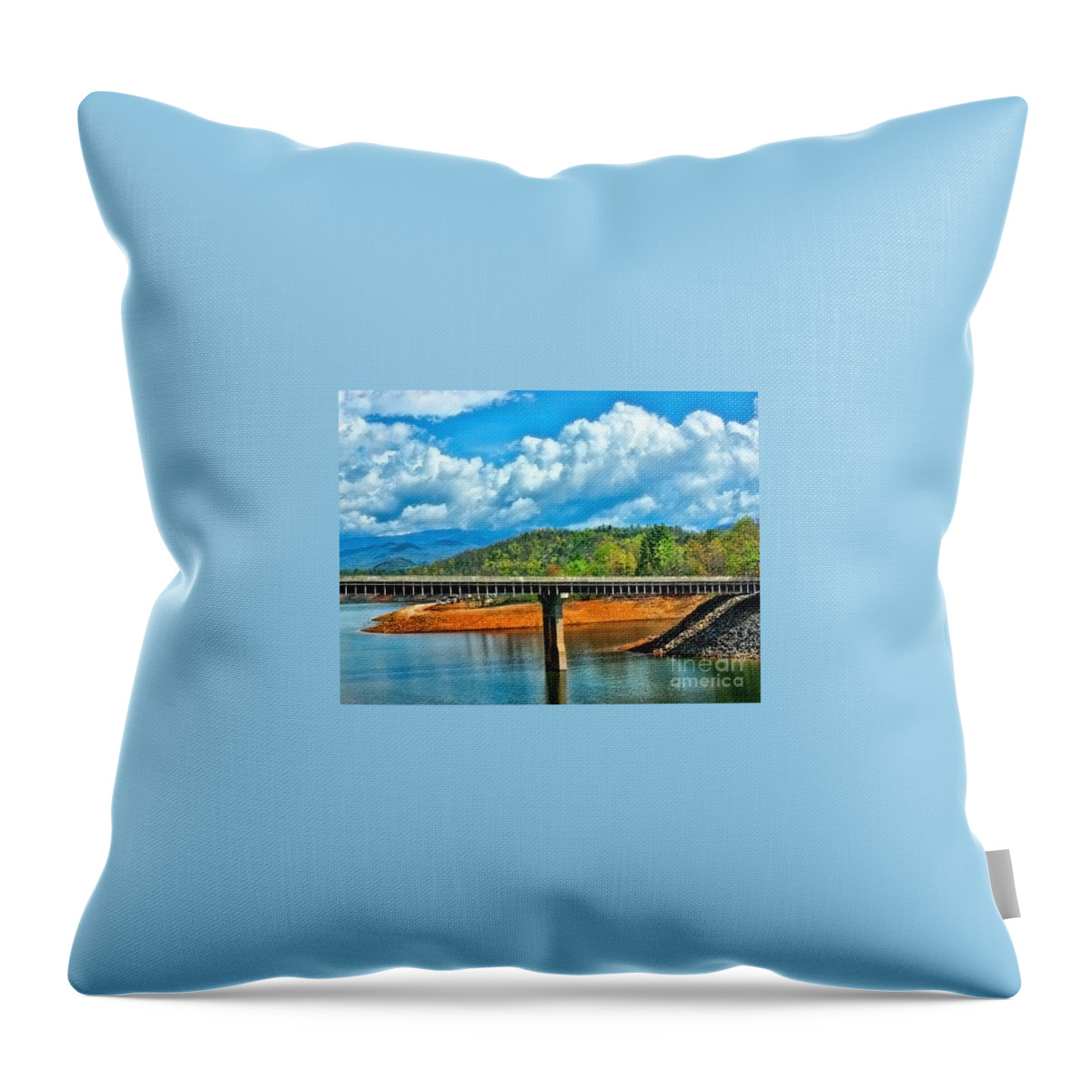 Bryson City Throw Pillow featuring the photograph The Bridge by M Three Photos