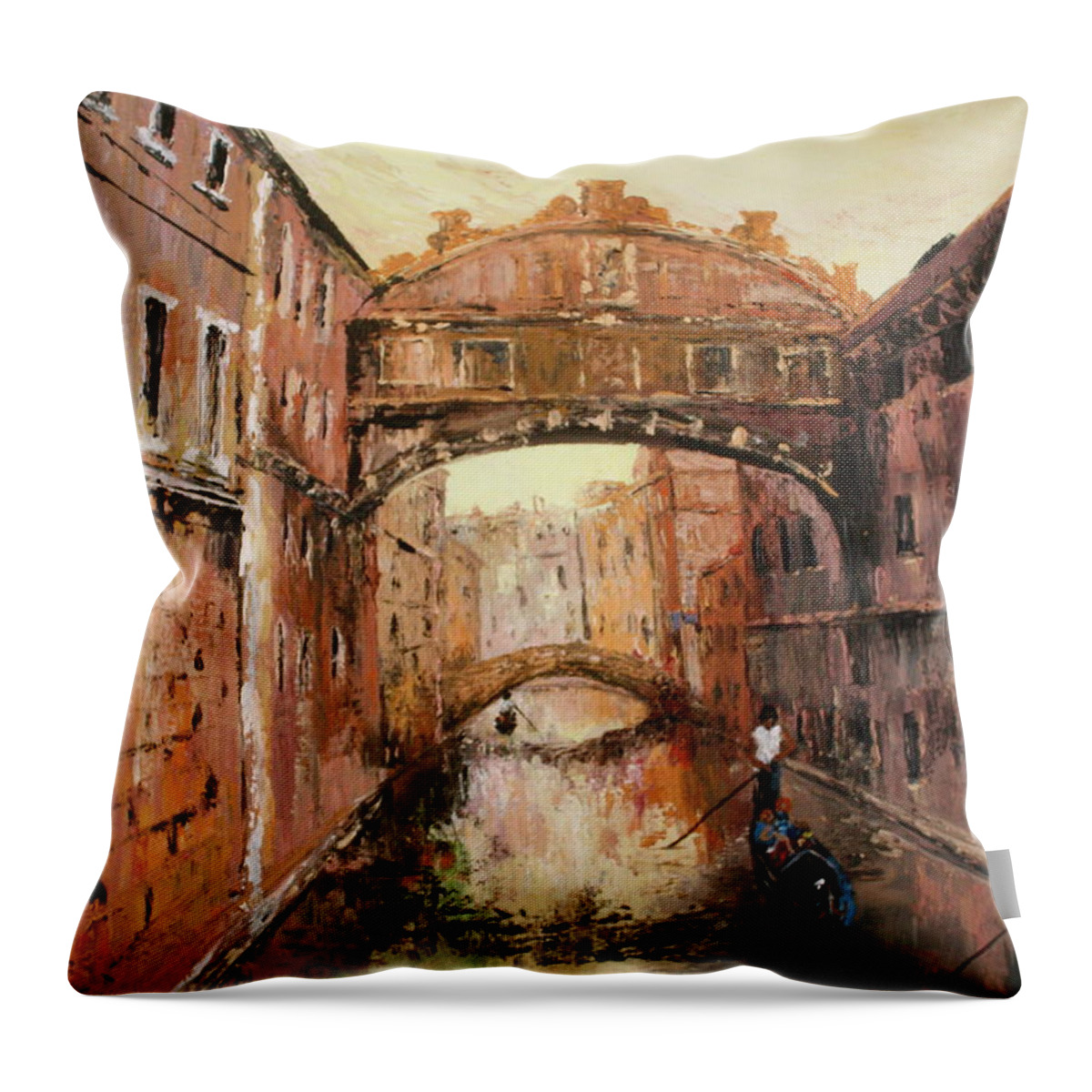 Venice Throw Pillow featuring the painting The Bridge of Sighs Venice Italy by Jean Walker
