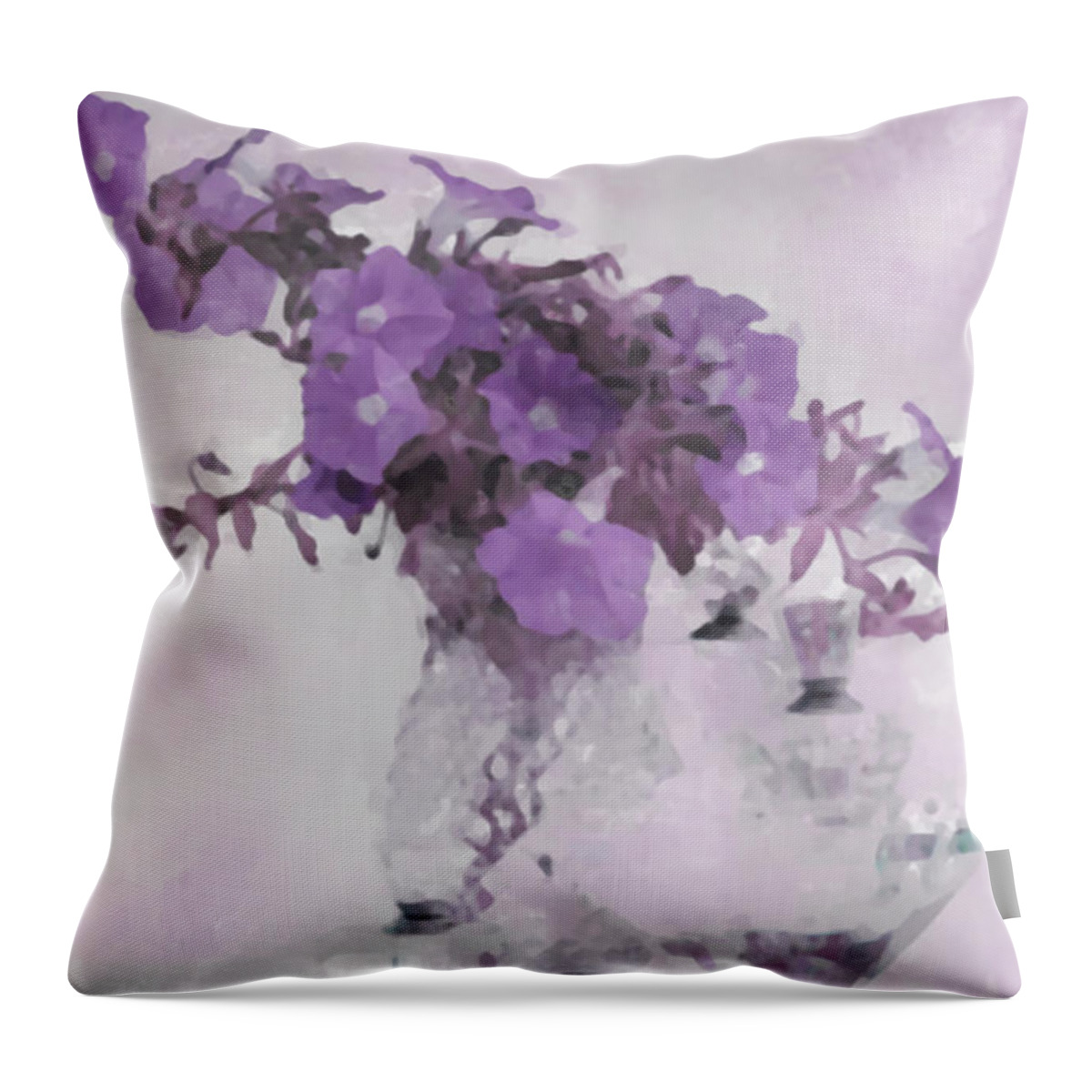 Petunias Throw Pillow featuring the photograph The Broken Branch - Digital Watercolor by Sandra Foster