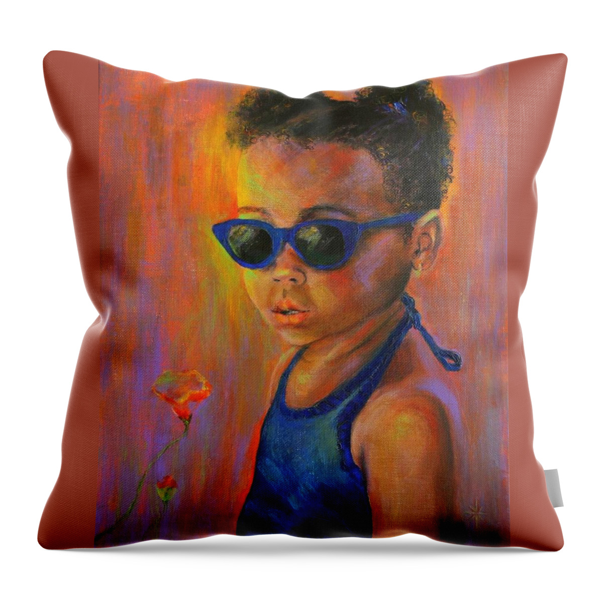 Child Throw Pillow featuring the painting The Bud And The Blossom by Jodie Marie Anne Richardson Traugott     aka jm-ART