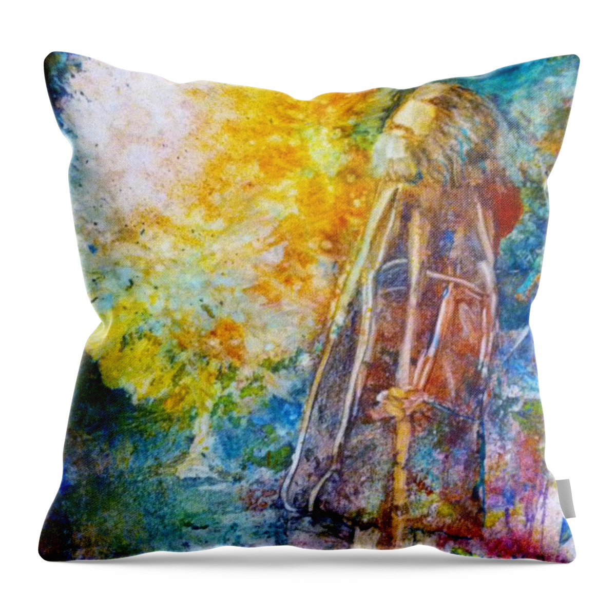 Moses Throw Pillow featuring the painting The Burning Bush by Deborah Nell