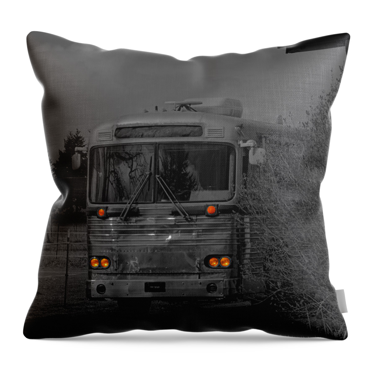 Bus Throw Pillow featuring the photograph The Bus Not Taken by Tikvah's Hope
