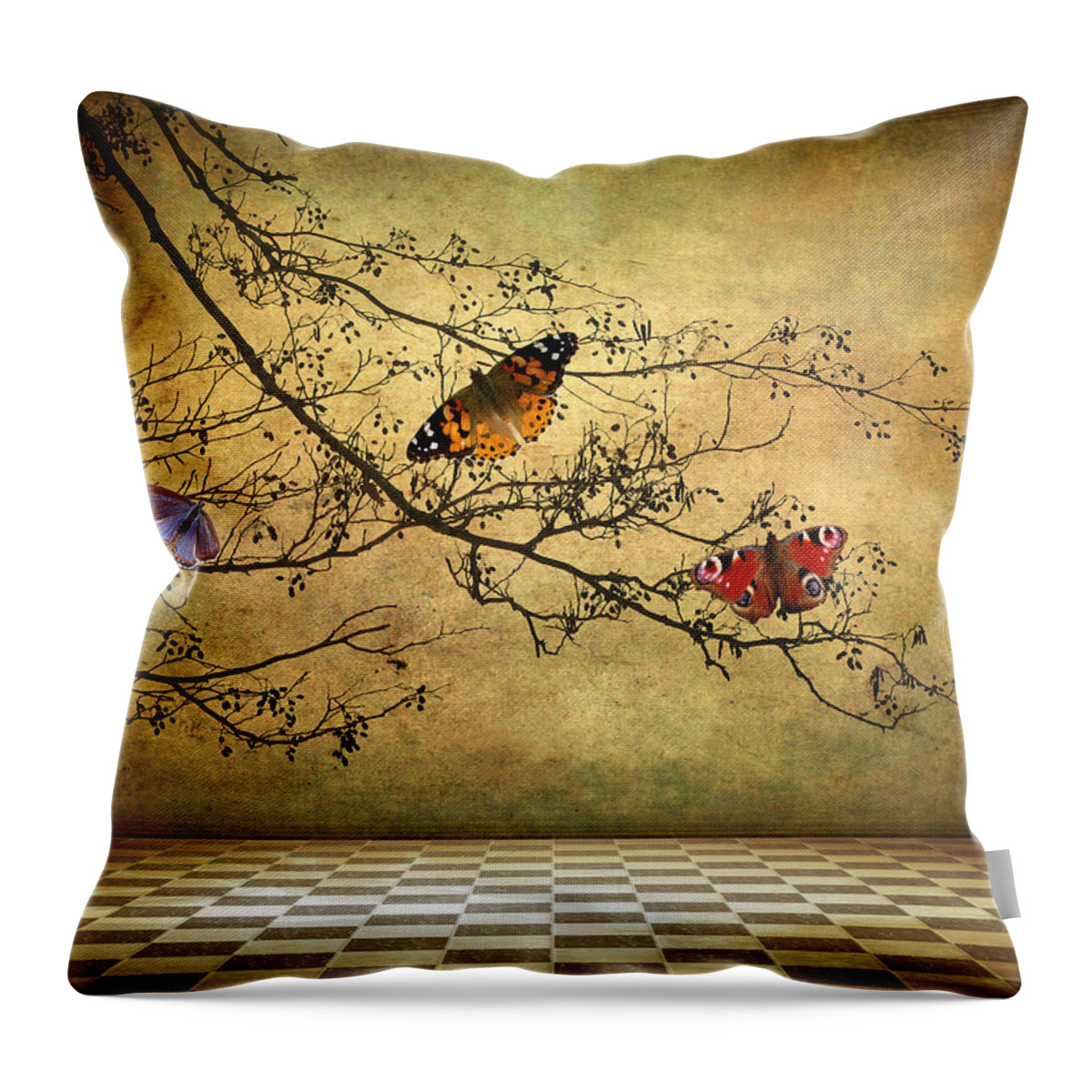 Fantasy Throw Pillow featuring the photograph The Butterfly Room by Jessica Jenney