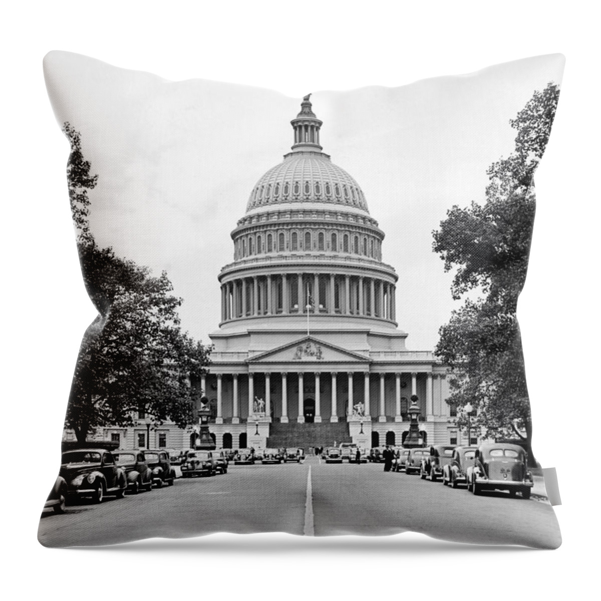 1930's Throw Pillow featuring the photograph The Capitol Building by Underwood Archives