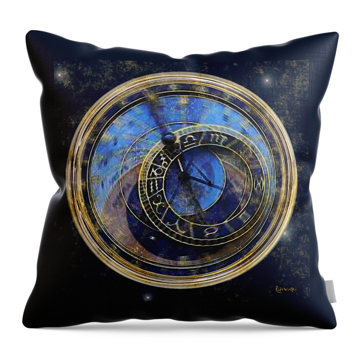 Clock Throw Pillow featuring the painting The Carousel of Time by RC DeWinter