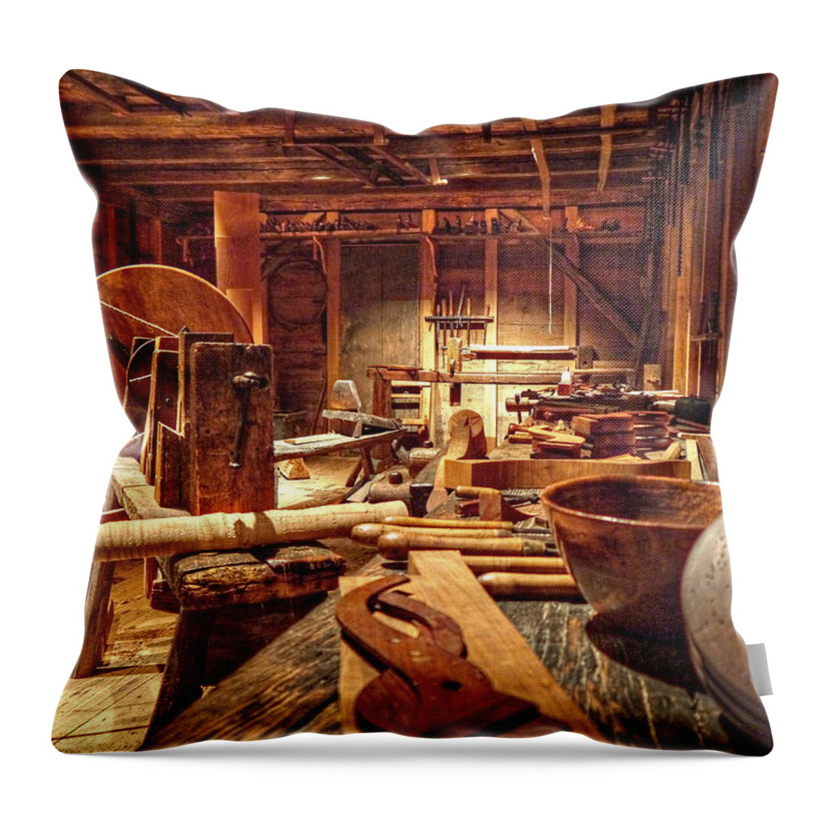Hdr Throw Pillow featuring the photograph The Carpenter's Tools by Richard Reeve