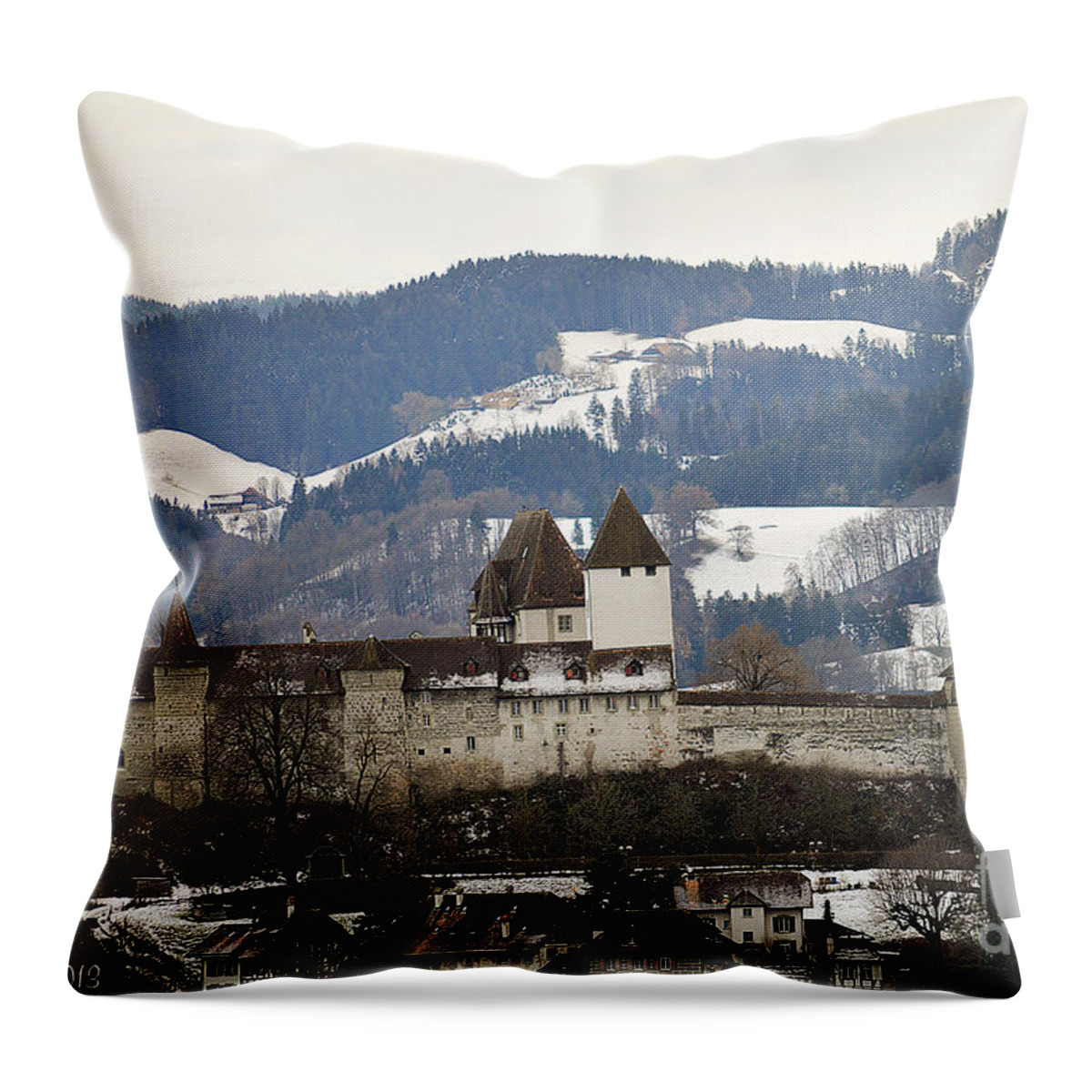 Fortress Throw Pillow featuring the photograph The Castle in winter look by Felicia Tica