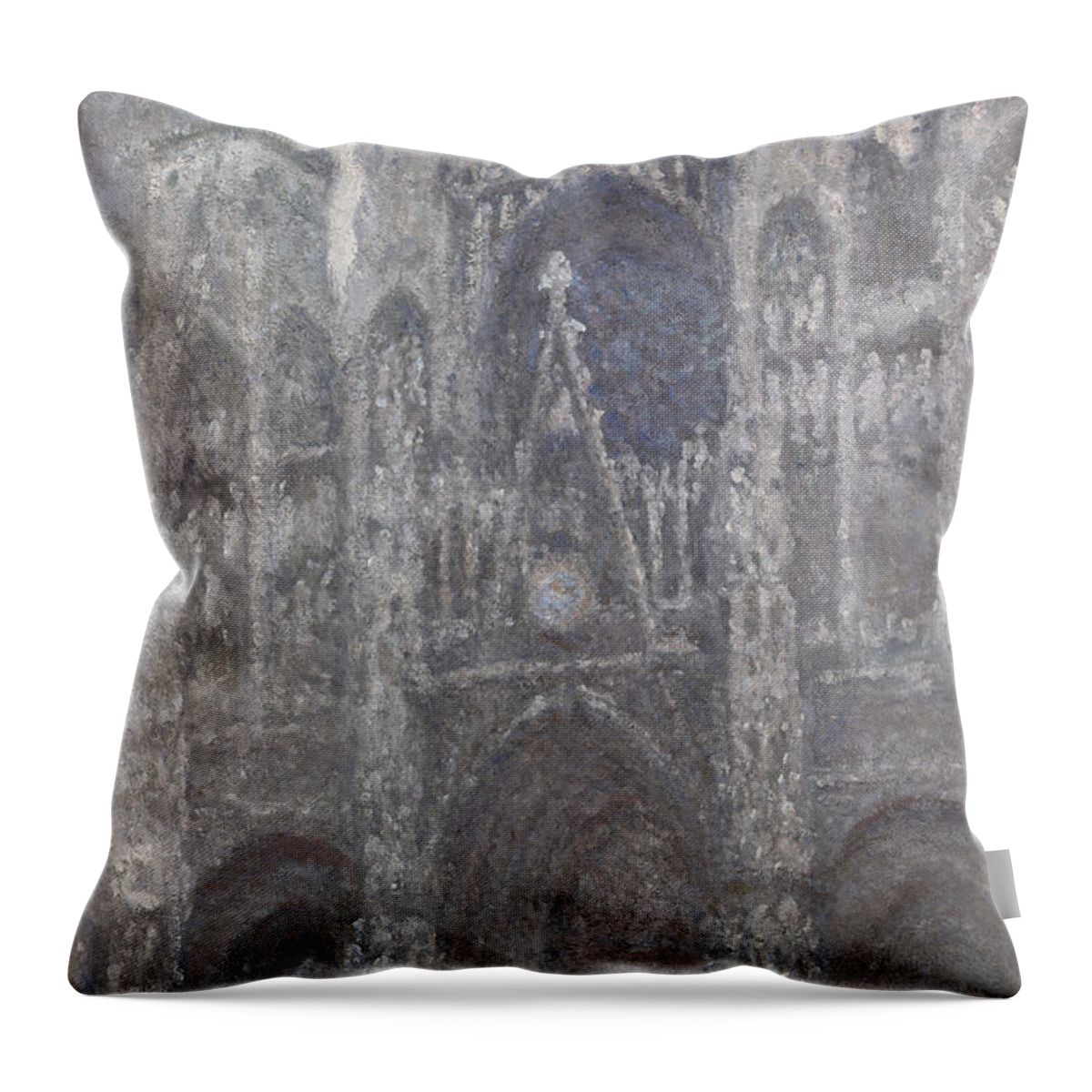 Claude Monet Throw Pillow featuring the painting The Cathedral In Rouen by Claude Monet