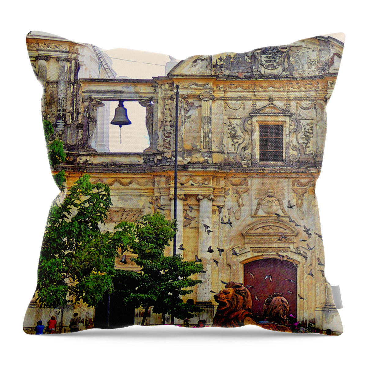 The Cathedral Of Leon Throw Pillow featuring the photograph The Cathedral of Leon by Lydia Holly