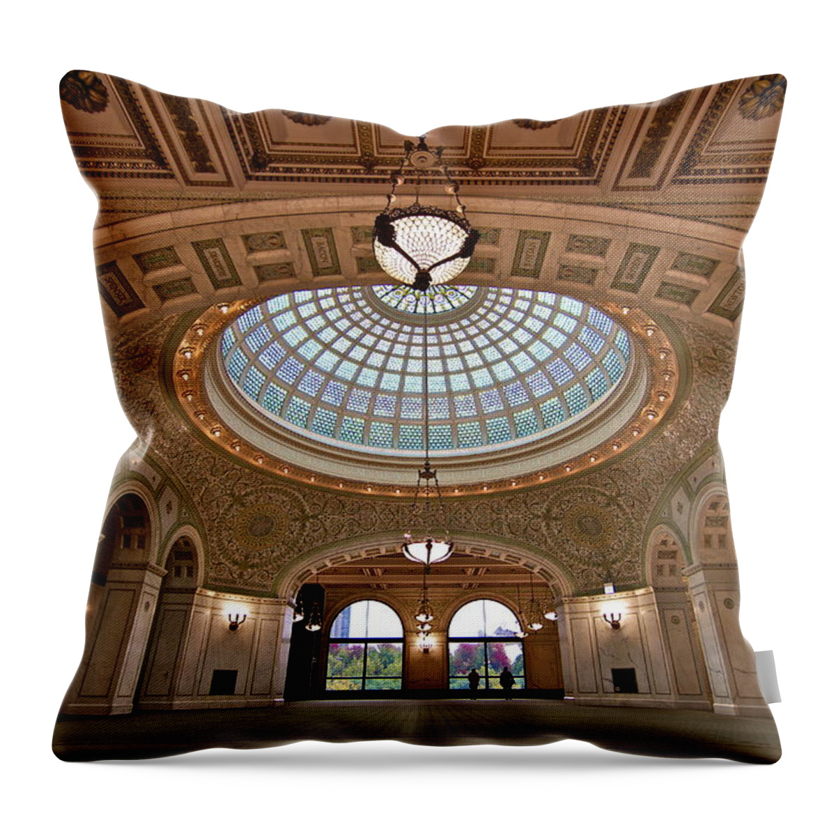 Chicago Throw Pillow featuring the photograph The Chicago Cultural Center by John Babis