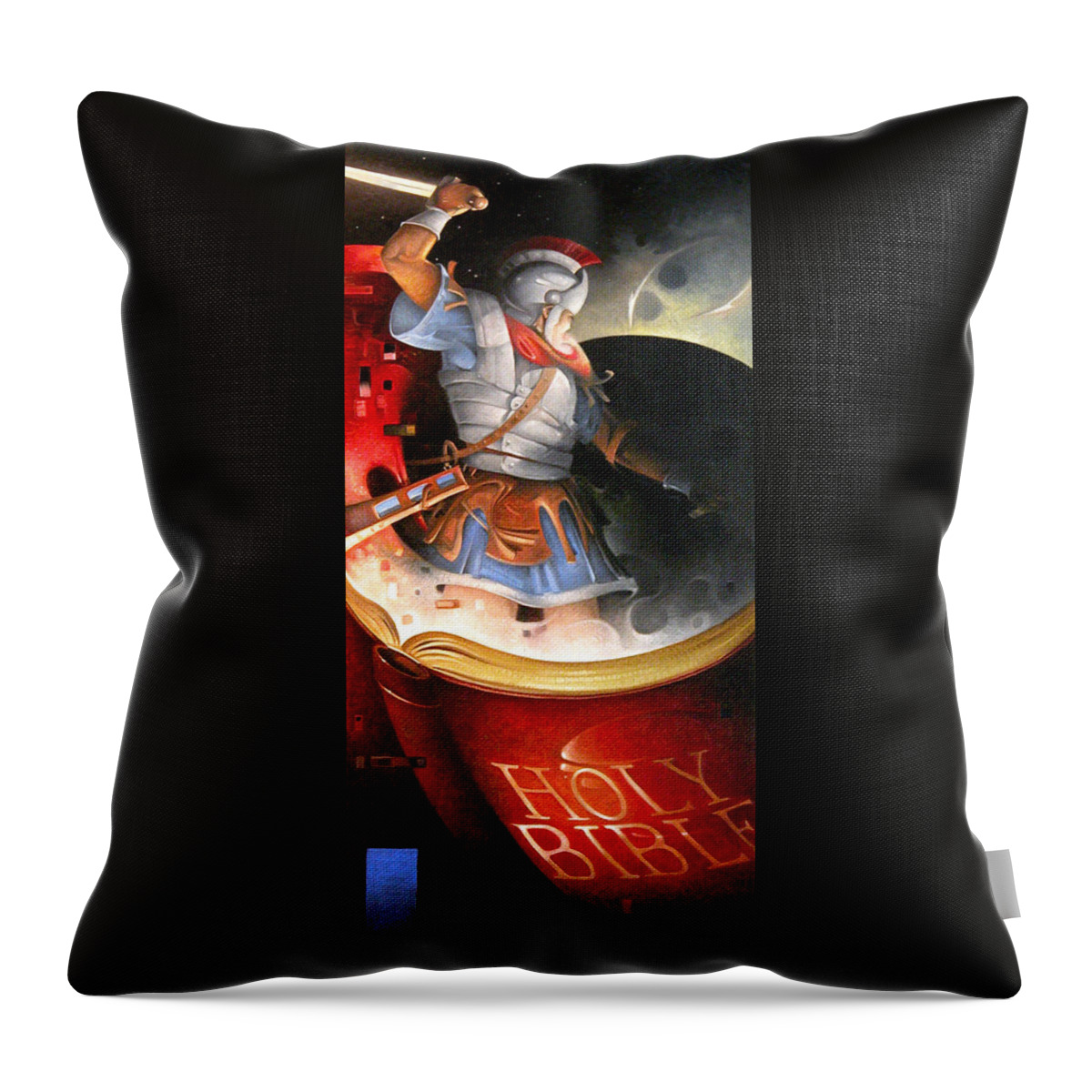 The Christian Soldier Throw Pillow featuring the painting The Christian Soldier by T S Carson