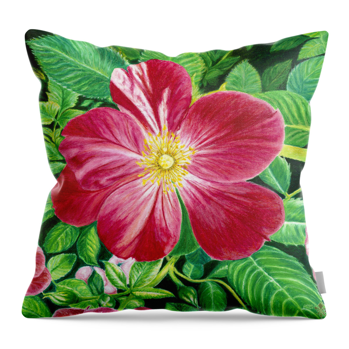 Donna Yates Artist Throw Pillow featuring the painting The Christmas Rose by Donna Yates
