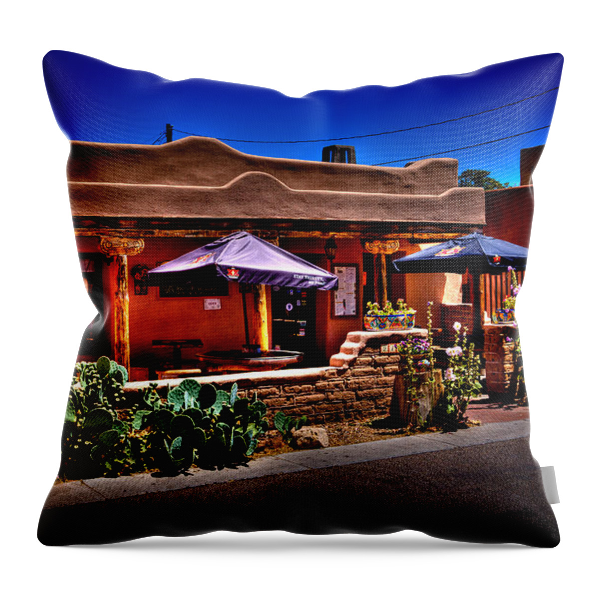 The Church Street Cafe Throw Pillow featuring the photograph The Church Street Cafe - Albuquerque New Mexico by David Patterson