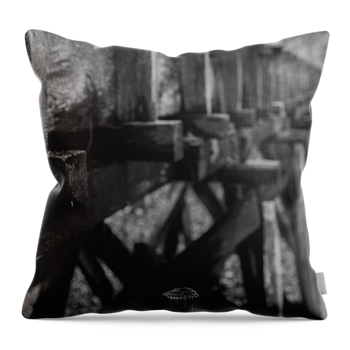 Landscapes Throw Pillow featuring the photograph The Chute in Black and White by Amber Kresge