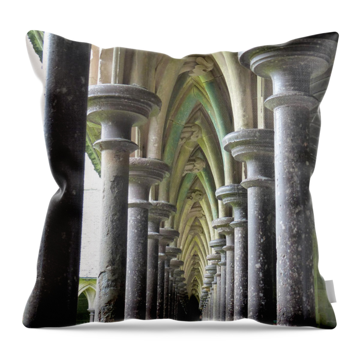 Europe Throw Pillow featuring the photograph The Cloisters at the Mont 1 by Crystal Nederman