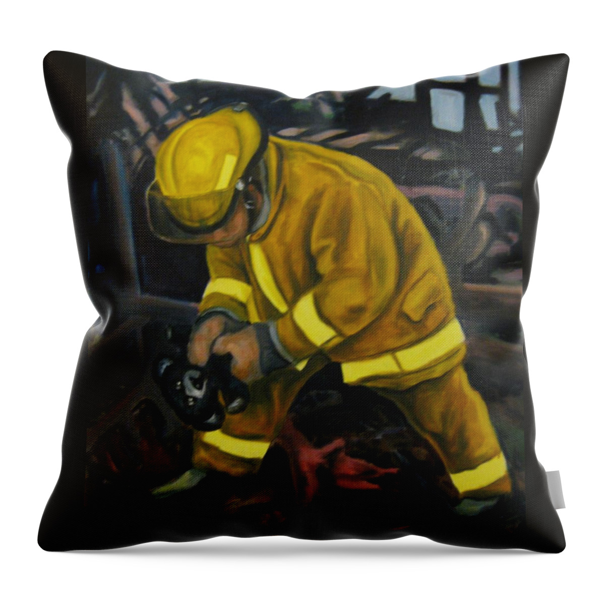 The Compulsion Towards Heroism Throw Pillow featuring the painting The Compulsion towards Heroism by John Malone