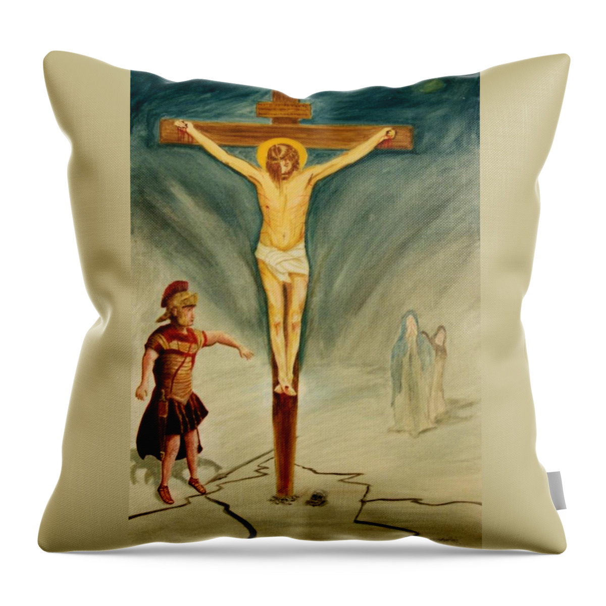 Jesus Throw Pillow featuring the painting The Death of Jesus by Stacy C Bottoms