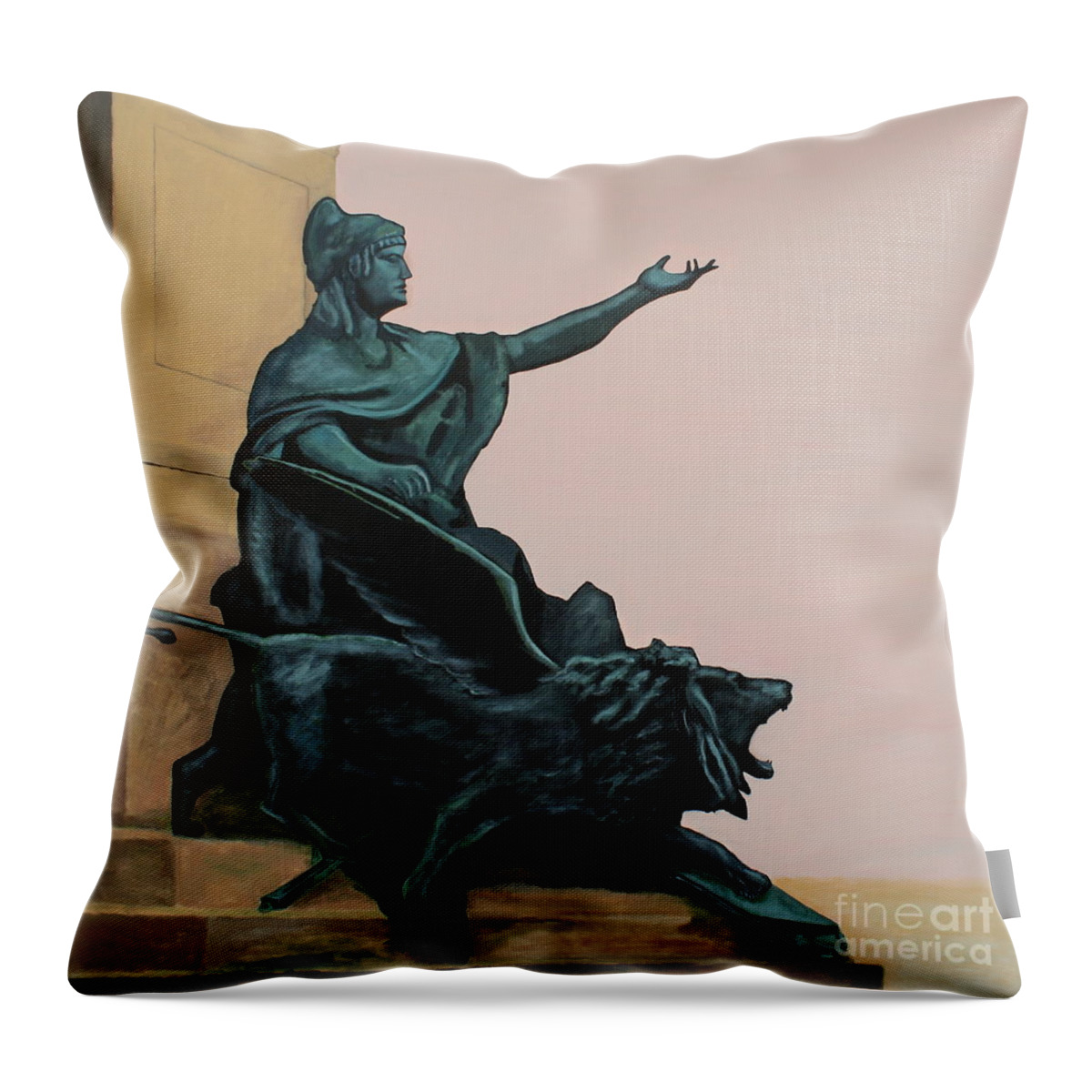 Lion Throw Pillow featuring the painting The Doge and Winged Lion at Venice by Robert Harris