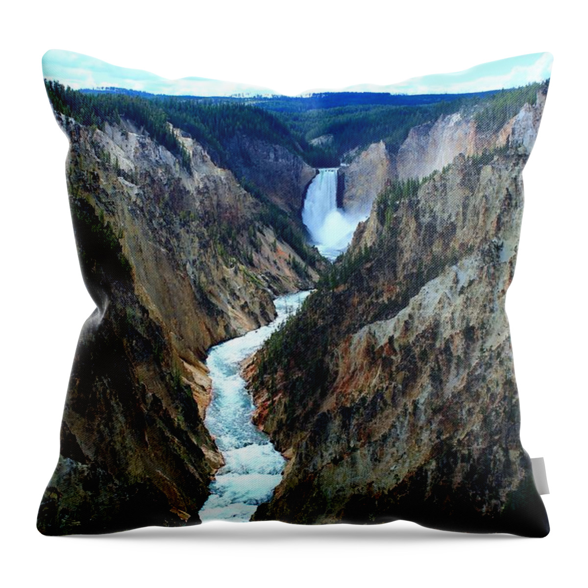 Lower Falls Throw Pillow featuring the photograph The Down Fall by Catie Canetti