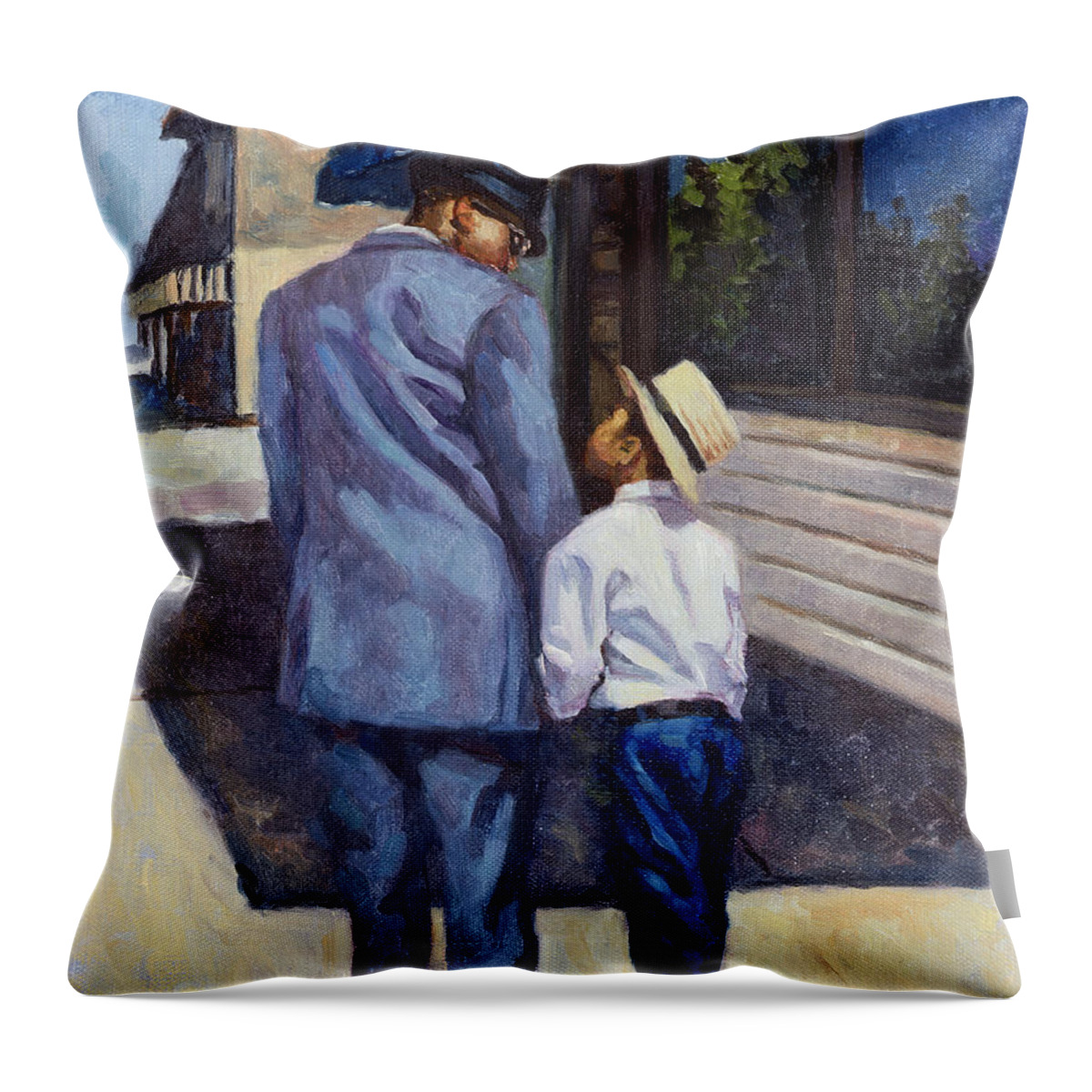 Father Throw Pillow featuring the painting The Education of a King by Colin Bootman