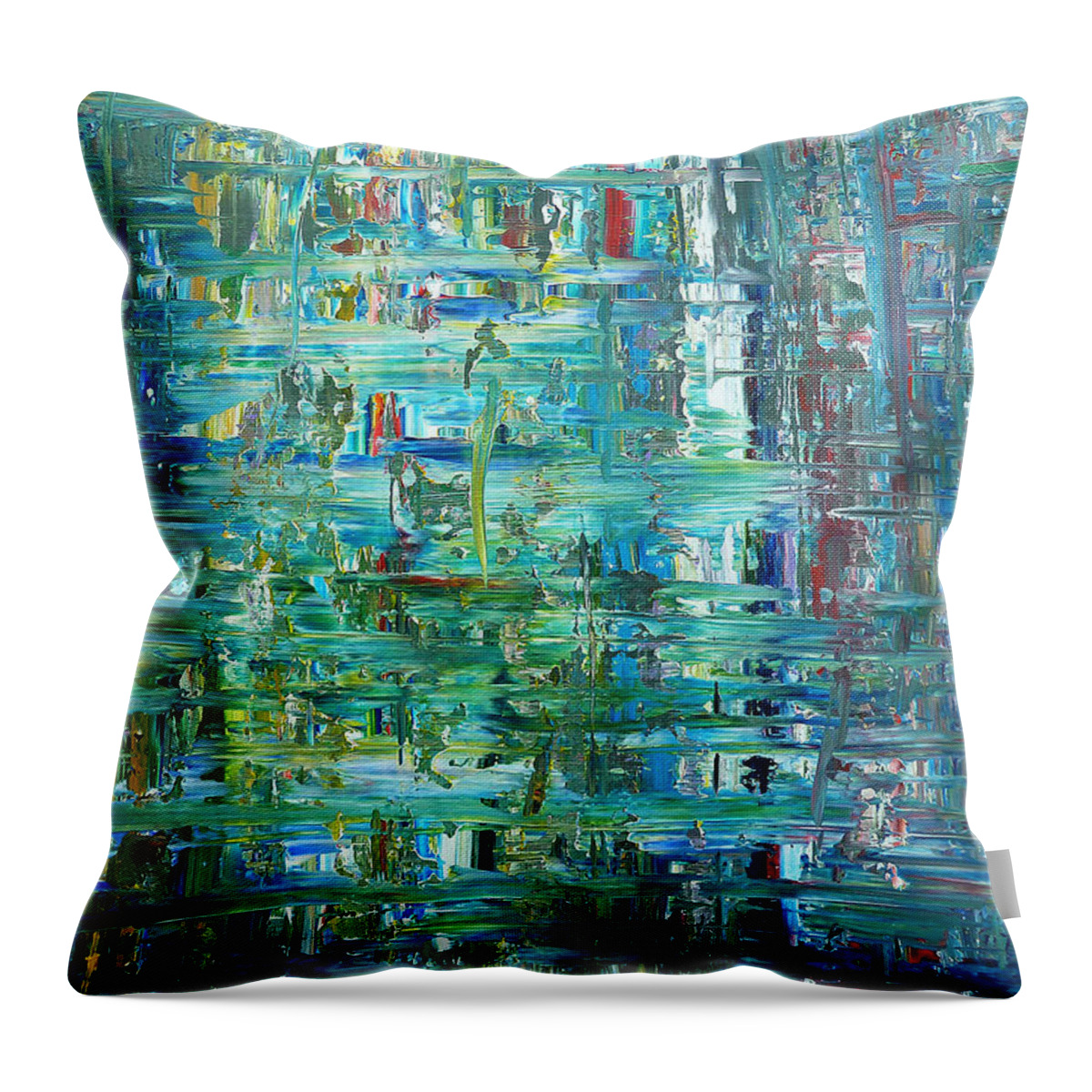 Derek Kaplan Art Throw Pillow featuring the painting The Emerald Forest by Derek Kaplan