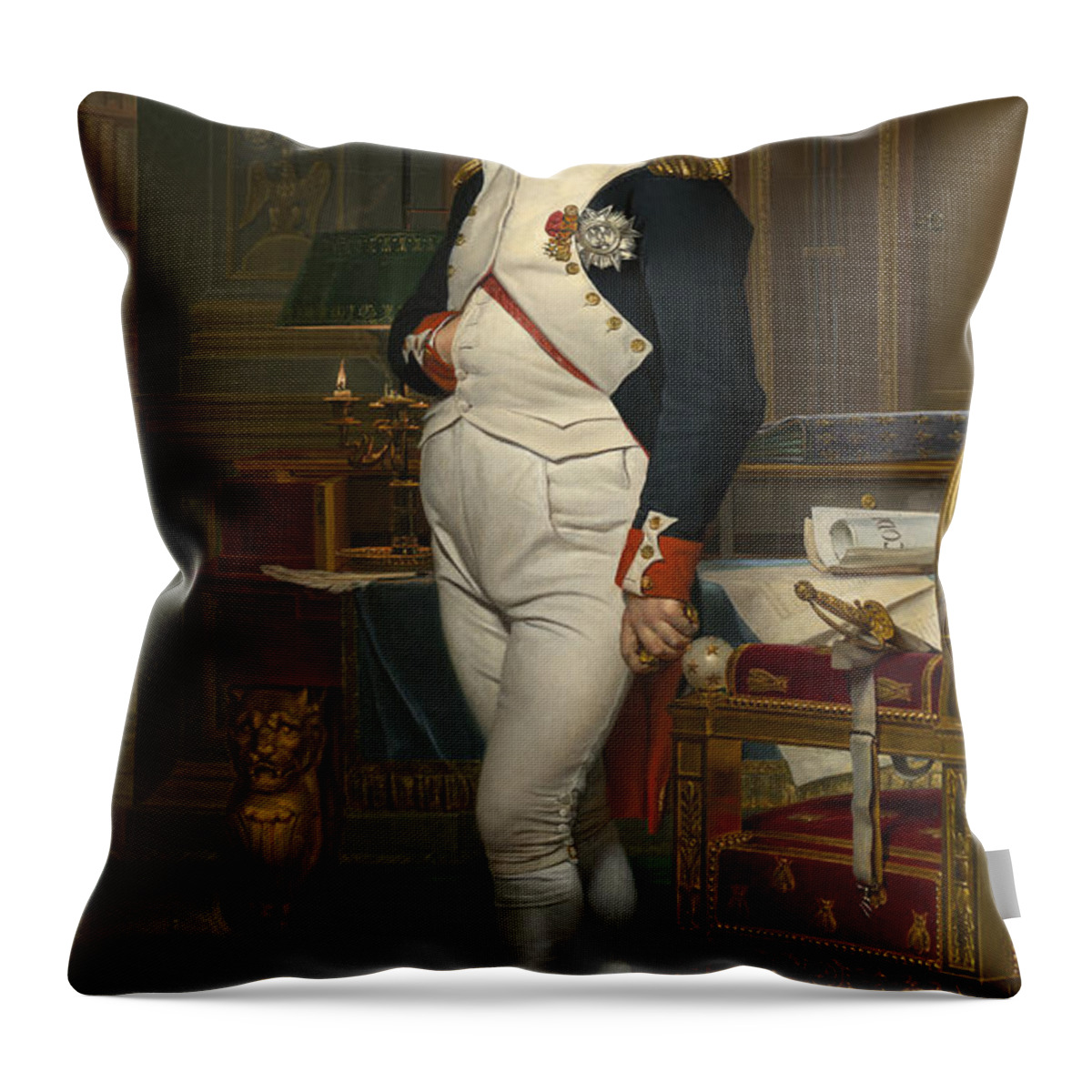 Art Throw Pillow featuring the painting The Emperor Napoleon in His Study by Mountain Dreams