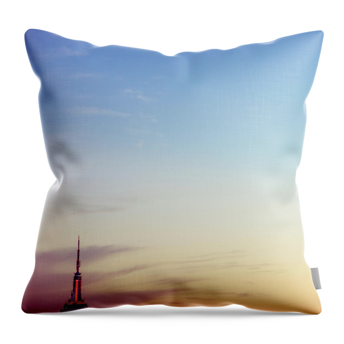 Empty Throw Pillow featuring the photograph The Empire State Building by Ferrantraite