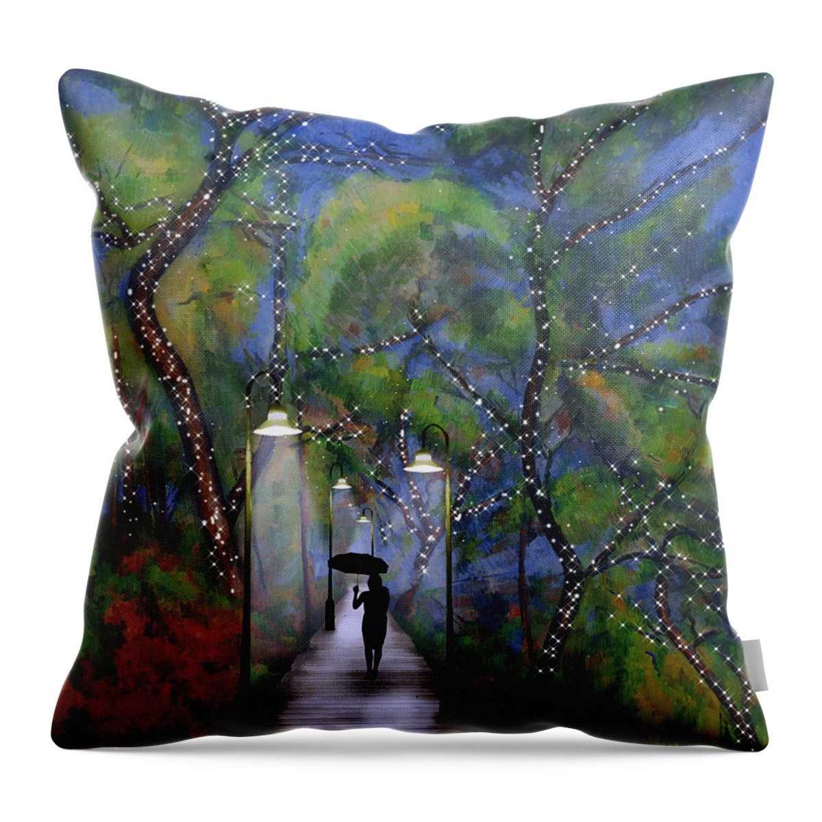Woods Throw Pillow featuring the digital art The Enchanted Woods by Nina Bradica