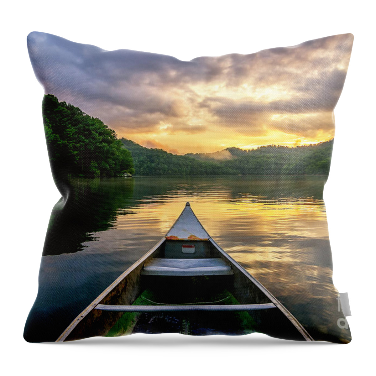 Canoe Throw Pillow featuring the photograph The evening show by Anthony Heflin