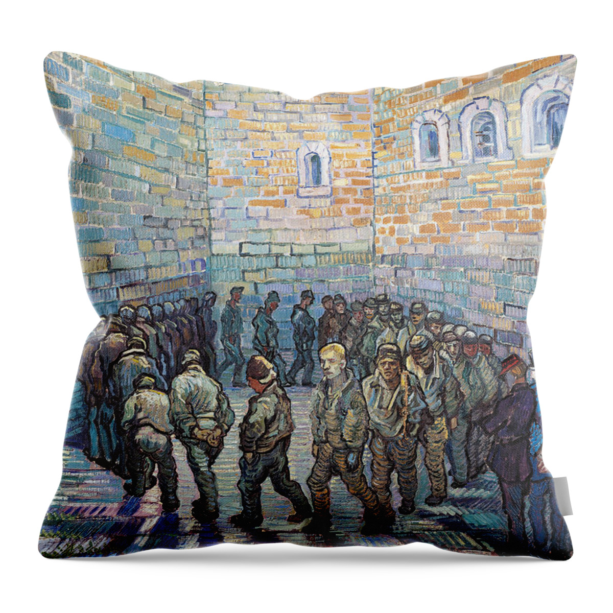 Prisoner Throw Pillow featuring the painting The Exercise Yard by Vincent Van Gogh