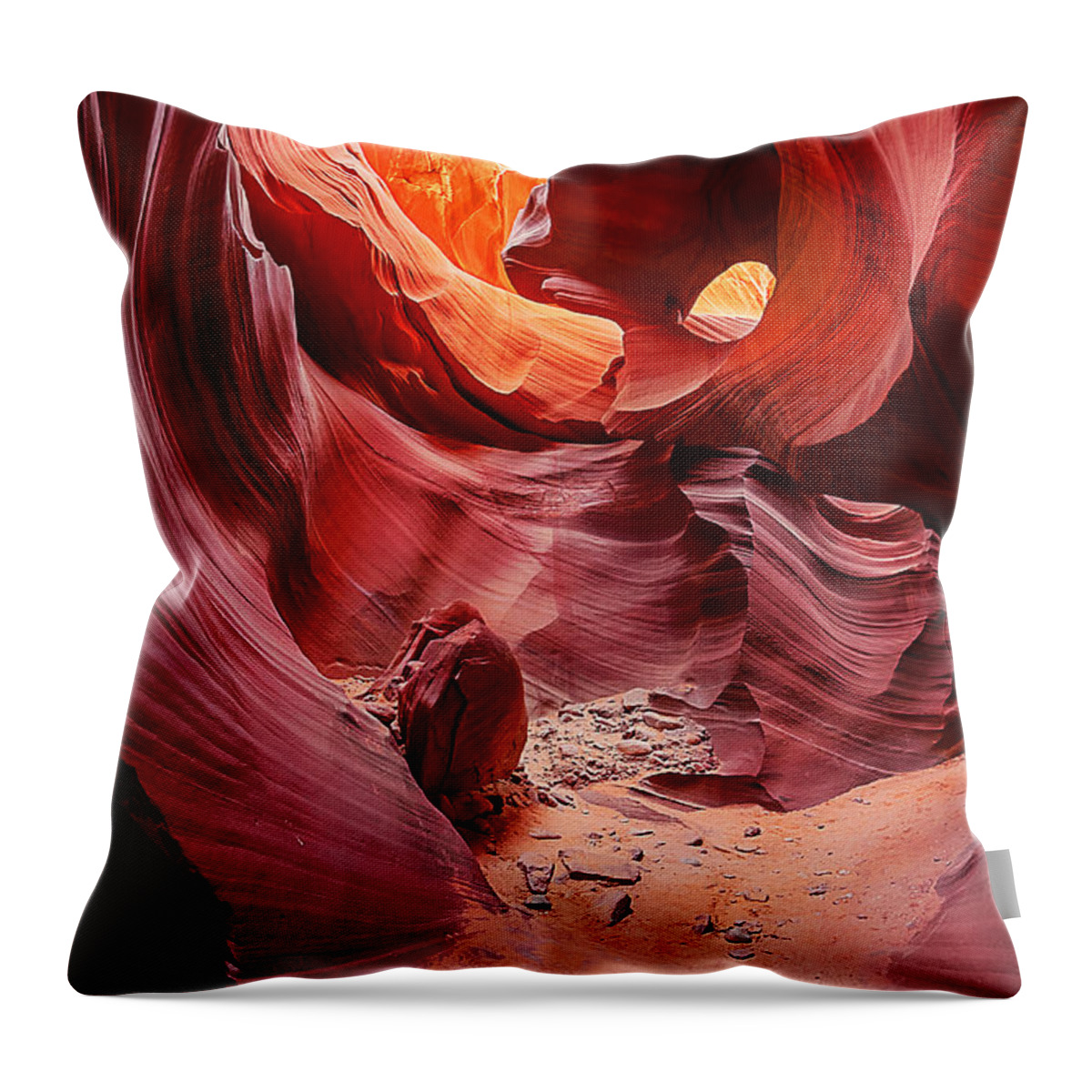 Antelope Canyon Throw Pillow featuring the photograph The Eye of Antelope Canyon by Jason Chu