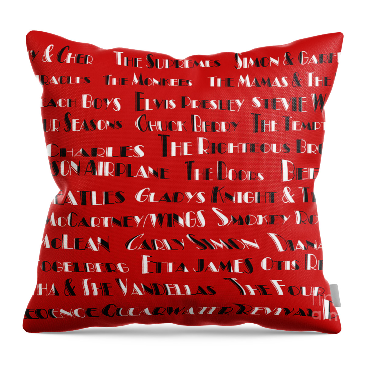The Beatles Throw Pillow featuring the digital art The Faces Of Rock And Roll by Andee Design