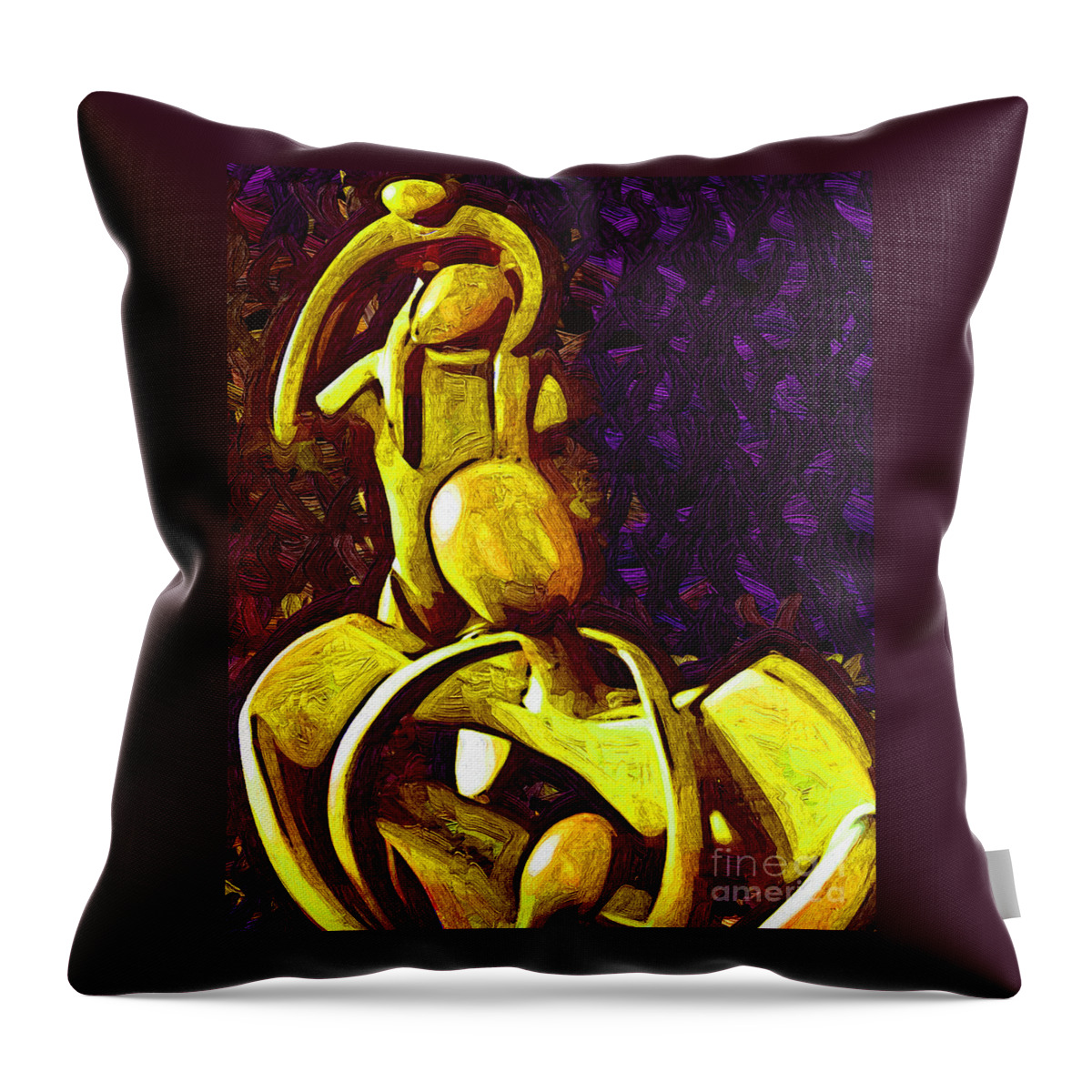 Family Throw Pillow featuring the digital art The Family Unit in Gold by Kirt Tisdale