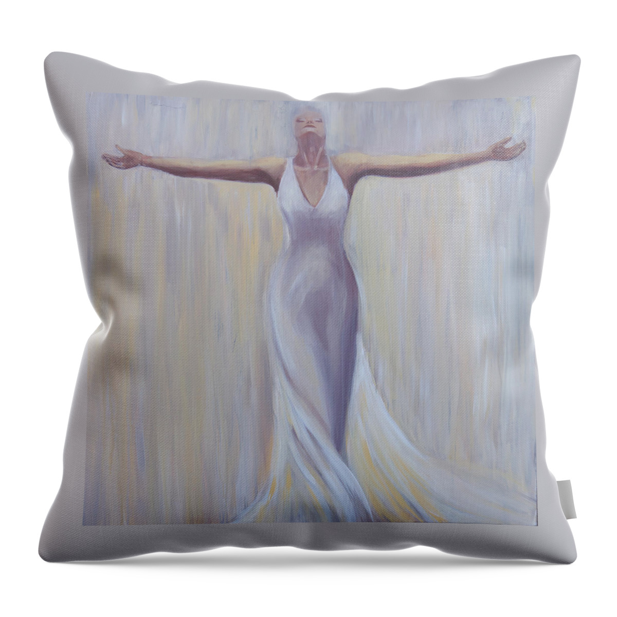 Woman Throw Pillow featuring the painting The fight is Won by Sheri Chakamian