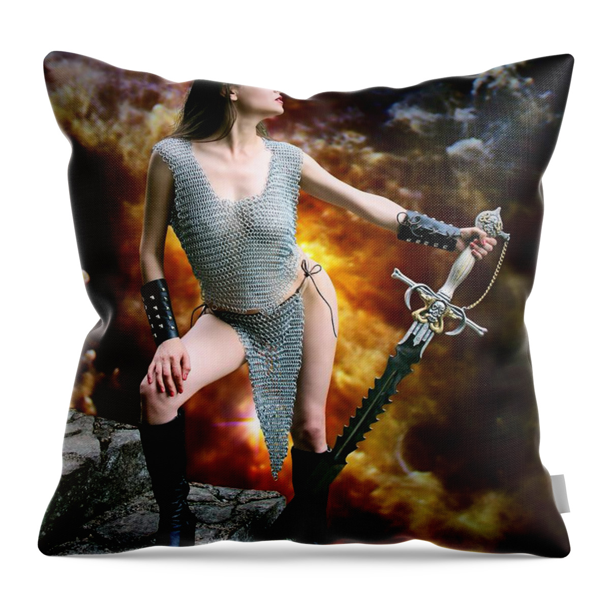Fantasy Throw Pillow featuring the photograph The Fires Of Mt. Doom by Jon Volden