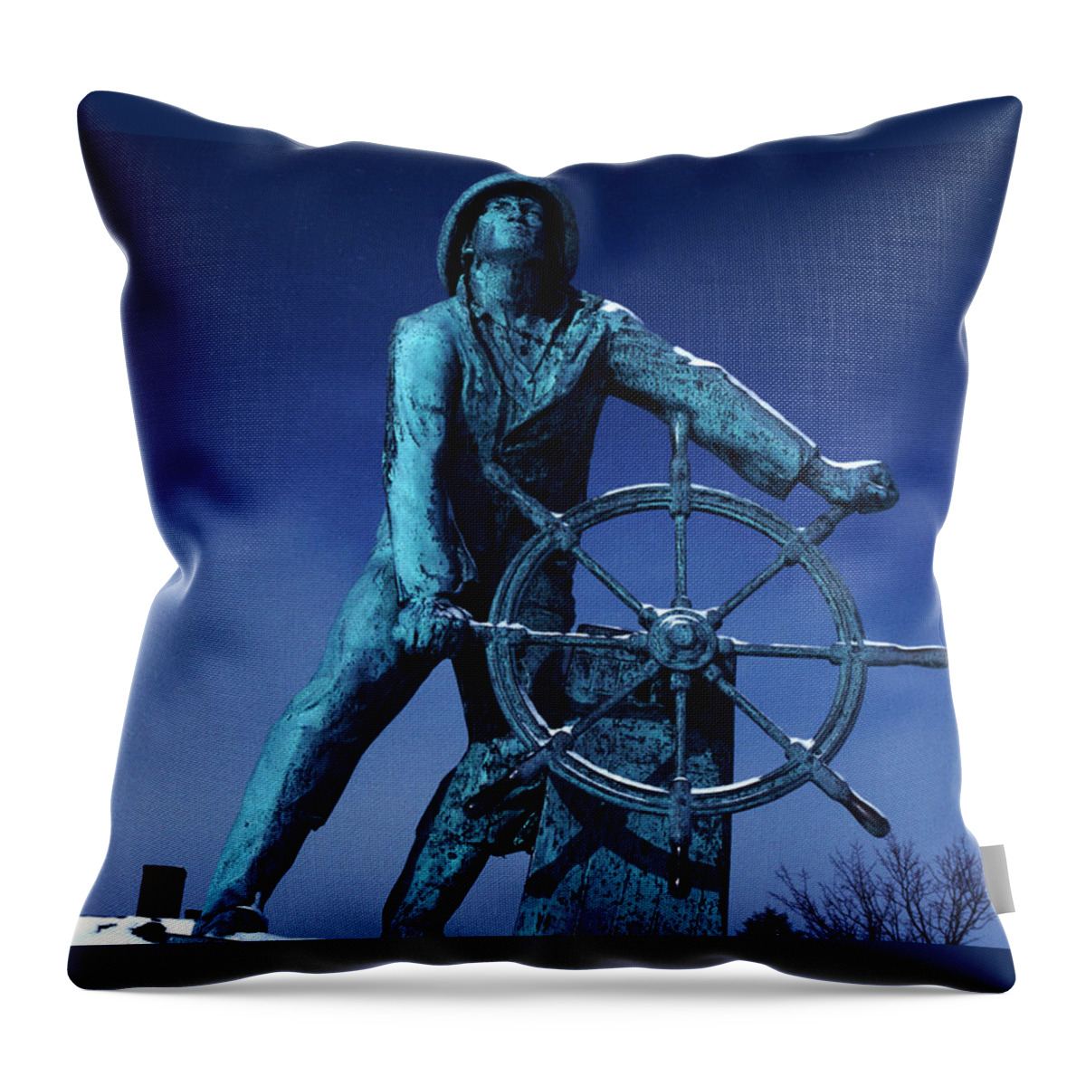 Alert Throw Pillow featuring the photograph The Fisherman Statue Gloucester by Tom Wurl