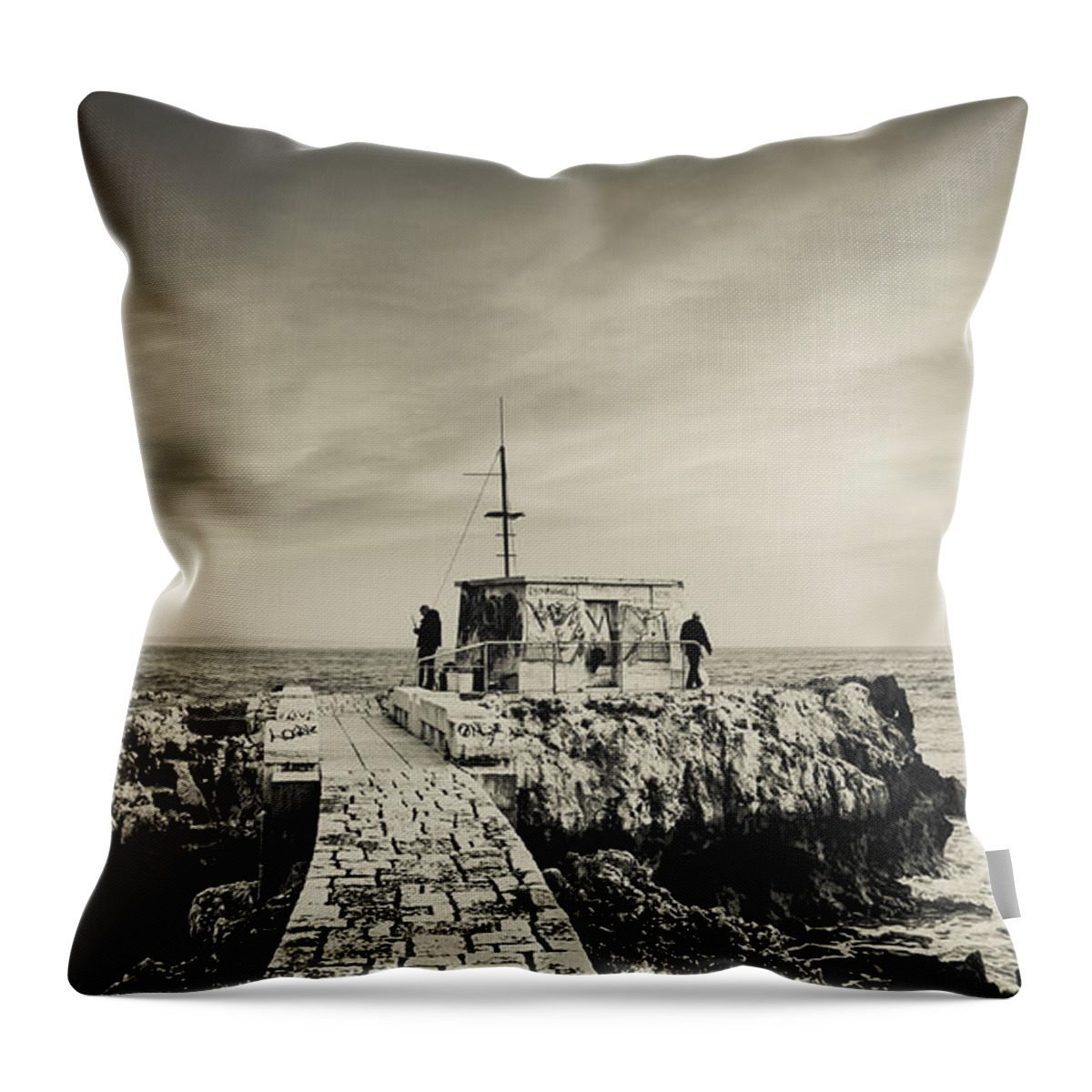 Fisherman Throw Pillow featuring the photograph The Fishermen's Hut by Marco Oliveira