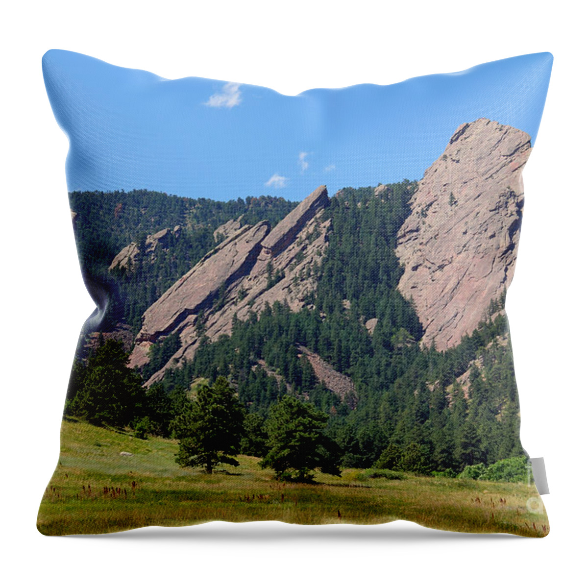 Colorado Throw Pillow featuring the photograph The Flatirons by Bob Hislop